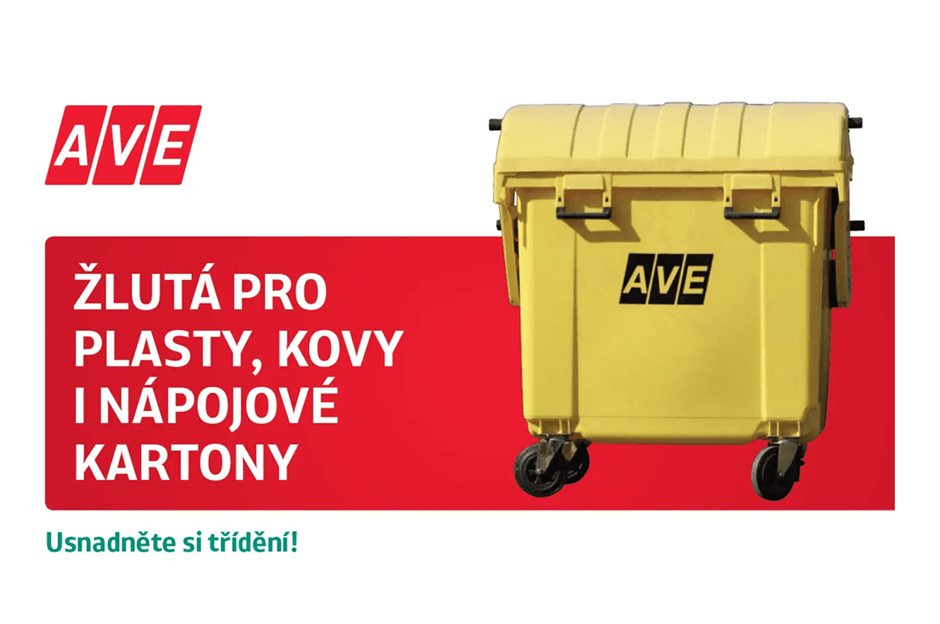 Žlutý kontejner nově pro plasty, kovy i nápojové kartony